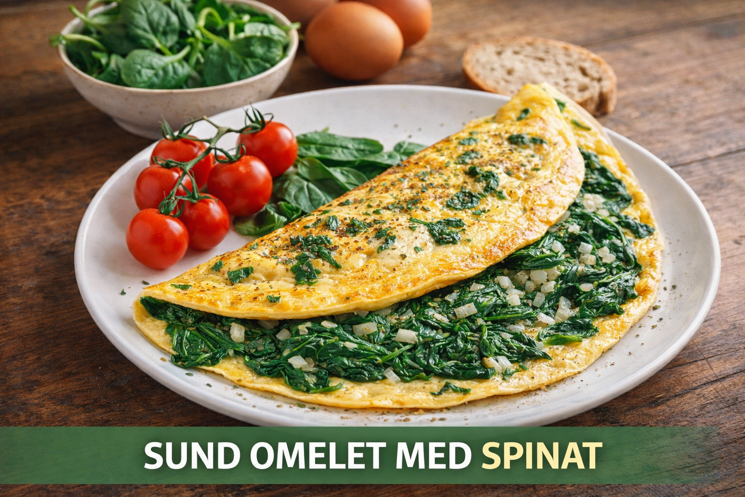 Sund og lækkert Omelet med Spinat