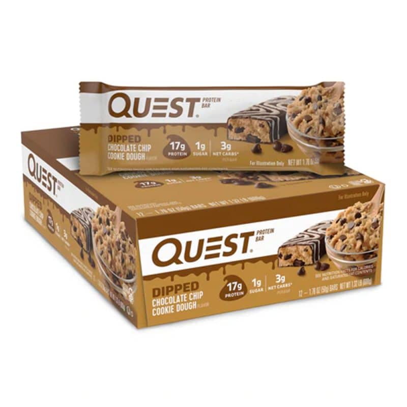 Quest Protein Bar Dipped Chocolate Chip Cookie Dough (12x50g) - OBS BEDST FØR 6/11-22