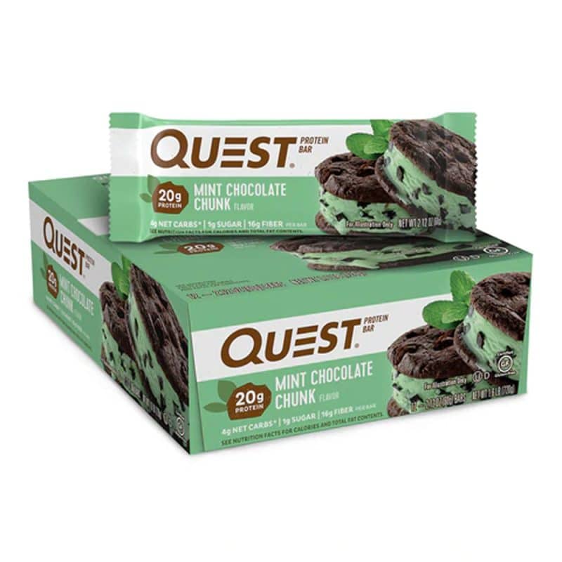 Quest Protein Bar Mint Chocolate Chunk (12x60g) Quest Protein Bar (60g) - Mint Chocolate Chunk - OBS BEDST FØR 24/9-22